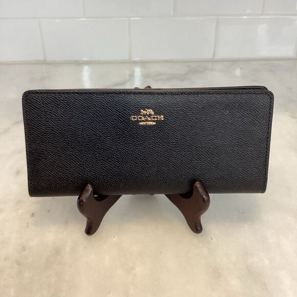 Coach Cross Grain Leather Slim Sleek Wallet - Picture 1 of 16